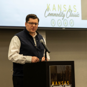 Photo: Rep Jake LaTurner speaks at Kansas Commodity Classic.