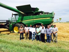 Nigerian mill managers visit a Kansas wheat farm during harvest near Wilsey, in Morris County.