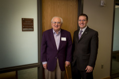 Dr. Barry Flinchbaugh and Dalton Henry at the Kansas Wheat Innovation Center.