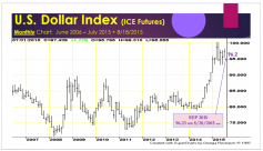 U.S. Dollar Index Chart, Dan O’Brien, Risk & Profit Conference, August 20, 2015
