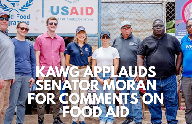 Image: KAWG applauds Senator Moran for comments on food aid.