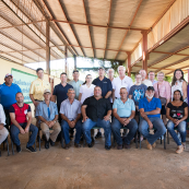 Photo: The delegation with members of the farmer cooperative assembly at a farm in Cuba.