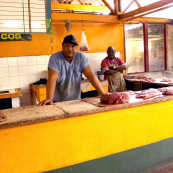 Photo: Meat counter at Farmer's Market in Havana, Cuba.
