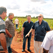 Photo: Ambassador Juan Jose Leon Vega, Cuban Ministry of Agriculture International Affairs Division, talks with Cuban and U.S. farmers.