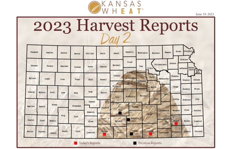 Day 2 of 2023 Kansas Wheat Harvest Reports