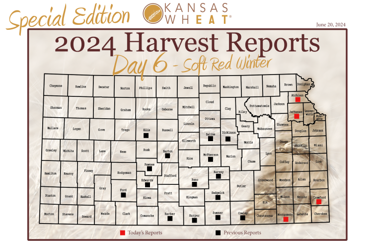 Map: Day 6 Harvest Report - Soft Red Winter.