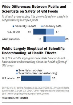 Wide differences between public and scientists on safety of genetically modified foods